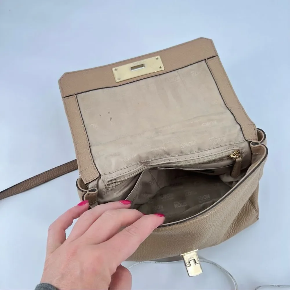 Michael Kors Callie Satchel‎ Crossbody Camel Purse pebble leather